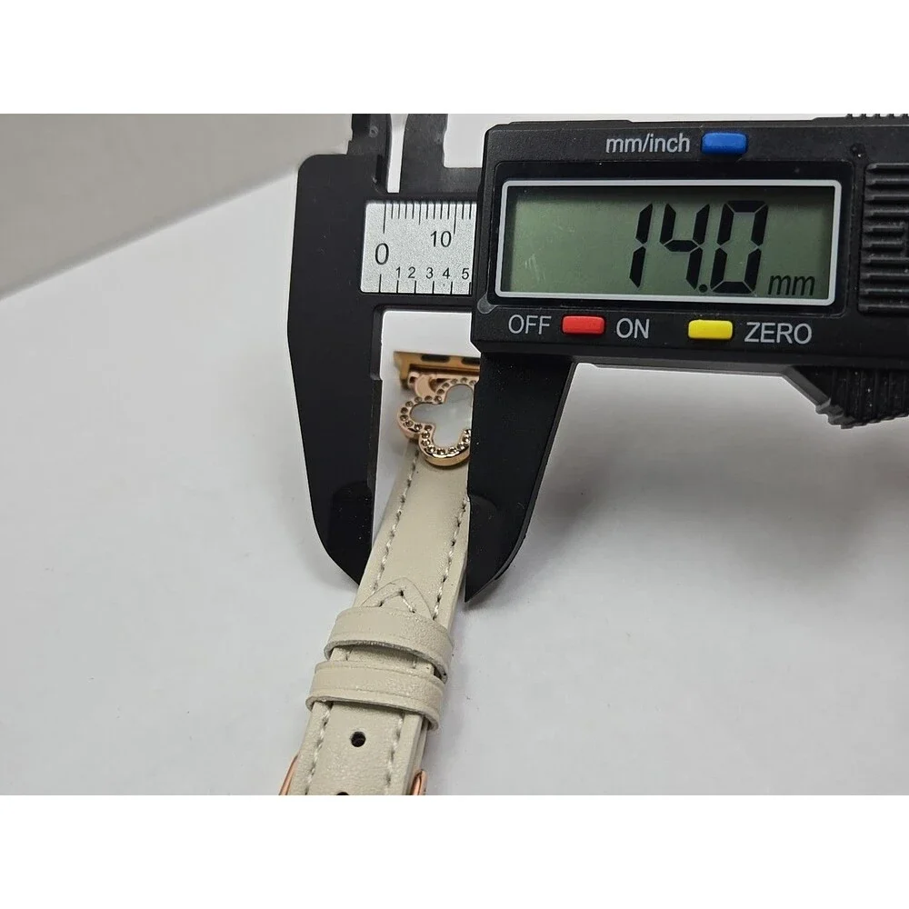 BCBG Apple Watch Cream Band White Clover Rhinestone 38 40 41mm Rose Gold Tone